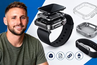 wearable cad, smartwatch case, fitness tracker enclosure, 3d product model