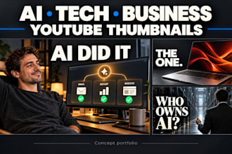 design custom youtube thumbnails for ai, tech and business