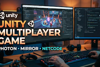 develop a unity multiplayer game using photon, mirror or netcode