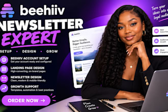 setup beehiiv newsletter, beehiiv website, landing page and automation