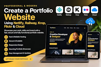 create a portfolio website using netlify, railway, krop, flickr and cloud