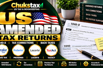 prepare US amended tax returns 1040x drake tax, proseries, lacerte and taxac