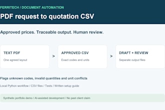 automate PDF quote requests using your approved CSV price list