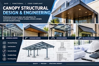 design commercial, cantilever, entrance canopy and wallplans
