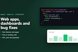 build or fix your react or nextjs web app and dashboard