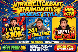 design viral clickbait youtube thumbnail mrbeast style