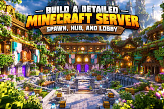 build a detailed minecraft server spawn, hub, and lobby
