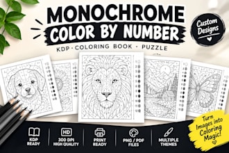 create monochrome book monochrome pages in any niche for kdp