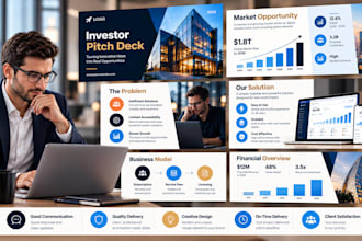 design startup pitch decks, investor presentations, funding decks, powerpoint