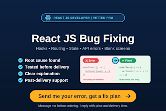 fix react js bugs, hooks, routing and frontend errors