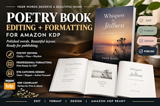 book formatting, kindle formatting, poetry book formatting, children storybook