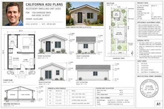 draft california adu plans and architectural permit drawings