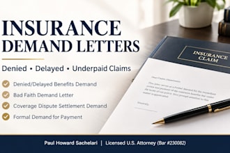 as a US attorney, draft a formal demand for payment of an insurance claim