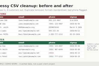 clean and organize your messy spreadsheet or CSV file