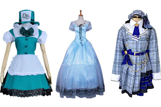 sew custom cosplay costume for anime, halloween outfits or movie characters