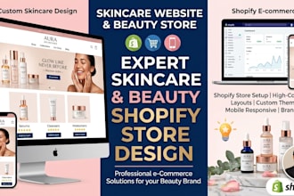 design a skincare website and shopify and shopify beuty store