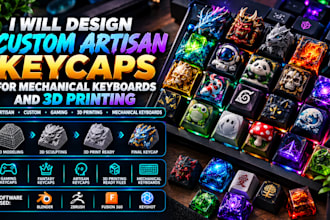 design custom artisan keycaps for mechanical keyboards and 3d printing