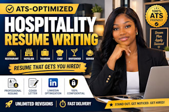 write hospitality, restaurant, tourism, chef, hotelier, bartender, resume