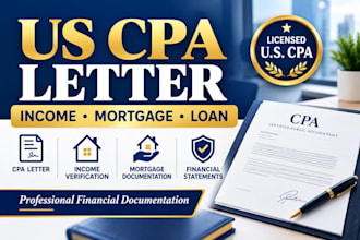 prepare and sign US CPA letter for income verification and mortgage