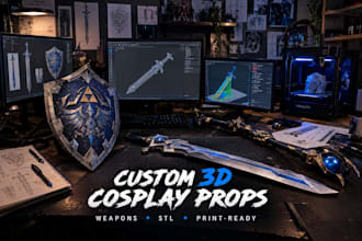design custom 3d cosplay props, weapons and stl files