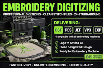 do embroidery digitizing for cap and shirt