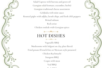 design a simple luxury wedding menu sign card for your wedding
