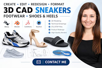 create 3d cad sneakers footwear slippers shoe modeling rhino and 3d heels design