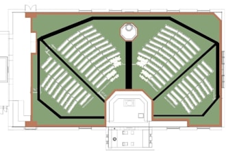 produce church floor plans, elevations, sections and 3d architectural views