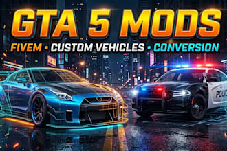 create gta 5 mods, fivem vehicles, custom cars, gta v vehicle mod and conversion