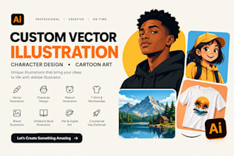 custom vector illustration character design  cartoon art in adobe  illustration