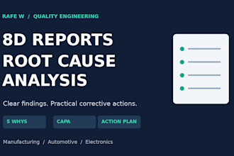 prepare an 8d report and root cause analysis for your quality issue