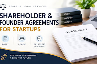 draft shareholder, founder investors and equity business agreements for startups