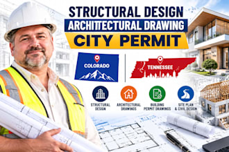 structural design, architectural drawing, city permit in colorado, tennessee