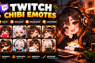 design twitch chibi emotes, chibi art, twitch avatar and streamer emotes