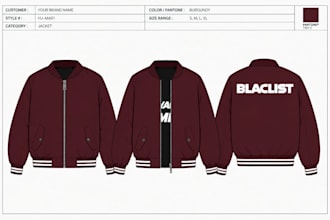 create bomber, flight, racing, aviator, motorcycle jackets tech packs for brands