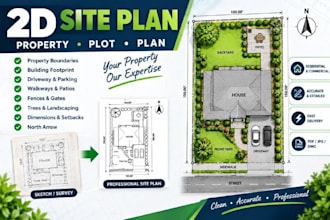 draw a professional 2d site plan plot plan or property plan and redraw site plan
