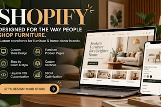 design custom shopify store for furniture and home decor, shopify website design