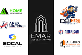 design construction, roofing, electrician, handyman or plumbing logo