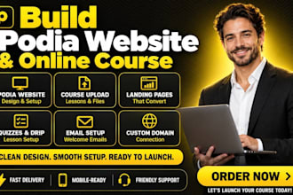 design your podia website and set up your online course