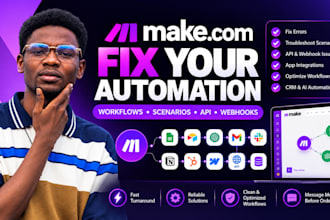 fix make com, made com, setup make com automation, make automation, make expert