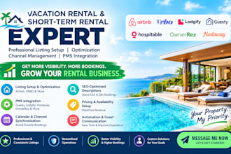 setup listing on airbnb, lodgify, guesty, vrbo, hospitable, ownerrez, hostaway