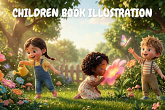 illustrate cute 3d children book and story book illustration, book cover