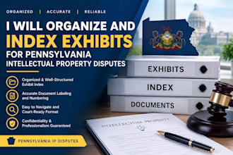 organize and index exhibits for pennsylvania intellectual property disputes