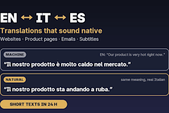 translate english, italian and spanish with a natural, native tone