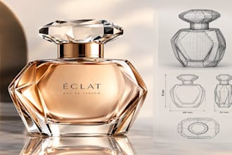 design perfume bottles, cosmetic product, 3d cad models