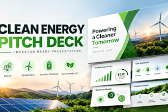clean energy pitch deck, renewable energy presentation, investor deck design