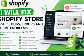 fix shopify store issues, bugs, errors, and theme problems