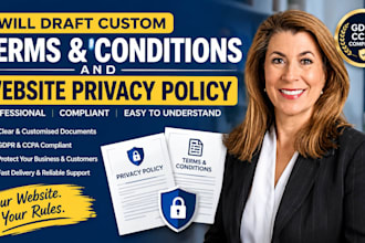 draft custom terms and conditions and website privacy policy