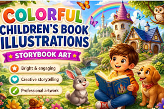 create colorful childrens book illustrations and storybook art