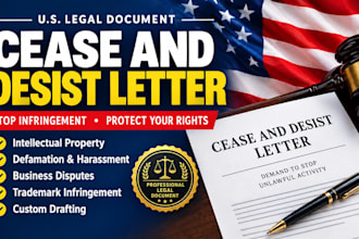 draft a US cease and desist letter as a attorney